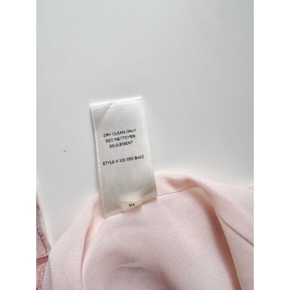 REBECCA TAYLOR Pink Metallic Floral Silk Georgette Flutter Sleeve Blouse, Size M - Picture 14 of 15